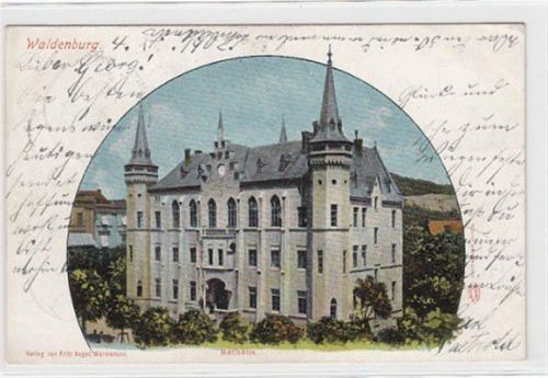 Waldenburg Waldenburg / Walbrzych. Rathaus gelaufen 1902. Leichter Stempeldurchdruck, sonst gut erhalten