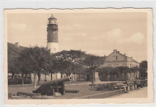 Primorsk Seestadt Pillau / Baltijsk - Kreis Fischhausen / Primorsk. Altes Geschütz mit Leuchtturm ungelaufen Leicht bügig, sonst gut erhalten