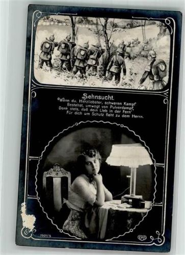 1915 Junge Frau denkt an ihren Liebsten im Felde E.A.S. 1921/5 Feldpost Chemnitz