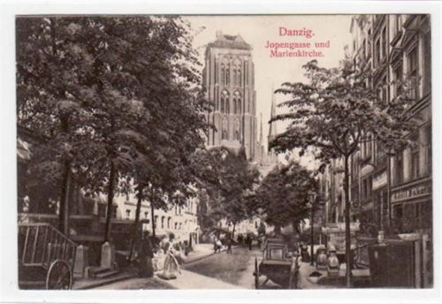 Danzig Danzig / Gdansk mit Jopengasse und Marienkirche ungelaufen Ecken mit Albumabdrücken, sonst gut erhalten