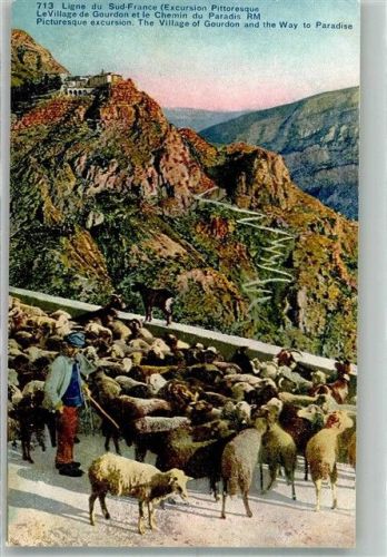 Gourdon Hirte mit seiner Herde vor dem Weg ins Paradies