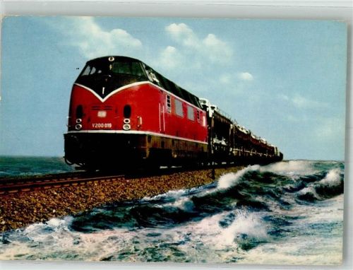 Morsum Autozug mit Lokomotive V200019 auf dem Hindenburgdamm