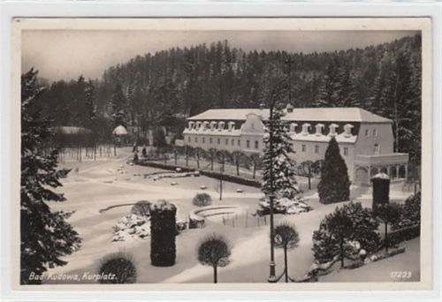 Bad Kudowa Bad Kudowa / Kudowa-Zdrój - Kreis Glatz / Klodzko. verschneite Kurplatz ungelaufen Rückseite leicht fleckig, sonst gut erhalten