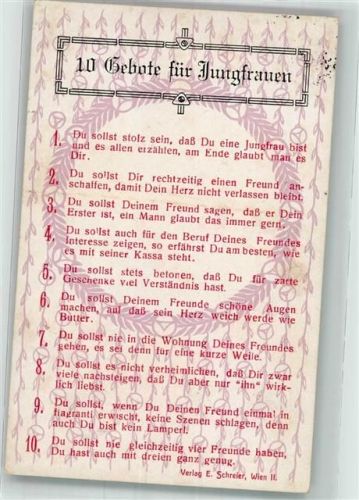 10 Gebote für Jungfrauen Verlag E. Schreier K. Ph. W. 710
