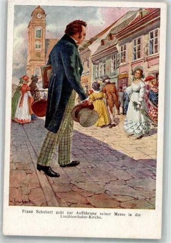 Wien Franz Schubert geht zur Aufführung seiner Messe in der Liechtenthaler Kirche W.R.B. & Co. Serie 22-167