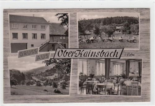 Ober Kainsbach im Odenwald. Gasthaus Zum Kainsbachtal gelaufen, 1964 kleiner Riß am Rand oben rechts, leichter Stempeldurchdruck, sonst gut erhalten