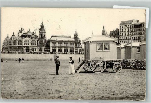 Ostende 1907 Badekarren vor dem Kursaal Oostende Ort lt. Stempel