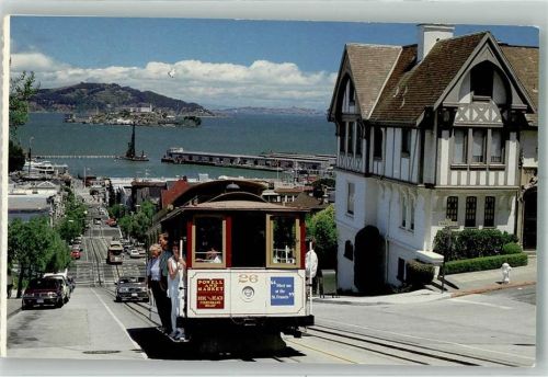 San Francisco 1993 Straßenbahn Cable Car Hyde Street Auto Alcatrac Angel Ilsand Luftpost