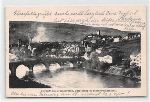 Bingen. Drususbrücke Burg Klopp gelaufen. Gute Erhaltung.