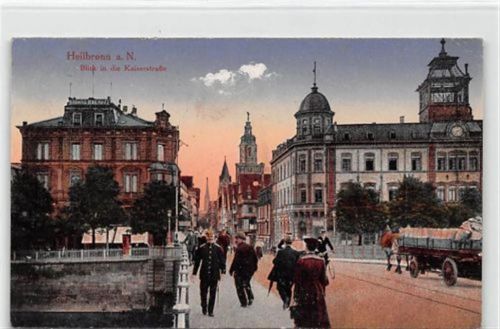 Heilbronn Heilbronn. ein Blick in die Kaiserstraße. Feldpost, mit Stempel. Ecken mit Albumabdrücken, leicht fleckig, sonst gut erhalten
