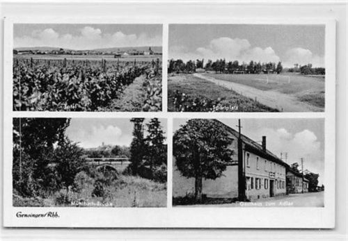 Gensingen in Rheinhessen mit Gasthaus zum Adler und Sportplatz ungelaufen Gute Erhaltung.