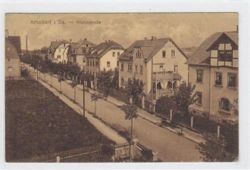 Arnsdorf in Sachsen. Wettinstraße gelaufen am 18.6.1915. Gute Erhaltung.