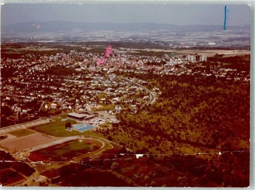 Bischofsheim Fliegeraufnahme des Ortes Foto Original aus Archiv eines Ansichtskartenverlags Ort handschriftlich