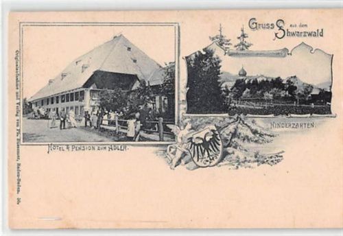 Hinterzarten Hinterzarten, Lithographie. Pension zum Adler ungelaufen Leicht fleckig, Ecken mit Albumabdrücken, sonst gut erhalten