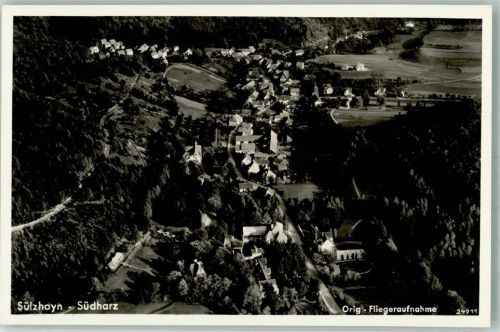 Sülzhayn 1938 Fliegeraufnahme des Ortes mit Kirche St. Katharina