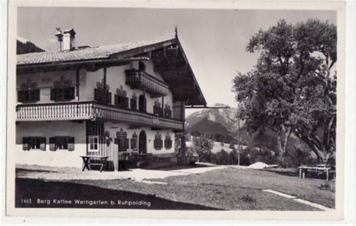 Ruhpolding mit Berg Kaffee Weingarten gelaufen von 1935. Gute Erhaltung.