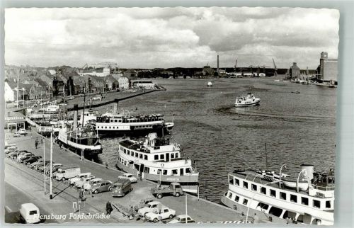 Flensburg Förderbrücke Auto Schiff Boot Kran