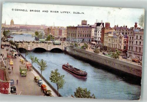 Dublin LKW Auto Frachtschiff O-Conell Bridge