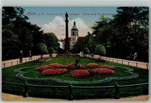 Halle 1916 Anlagen Blick nach der Hauptpost