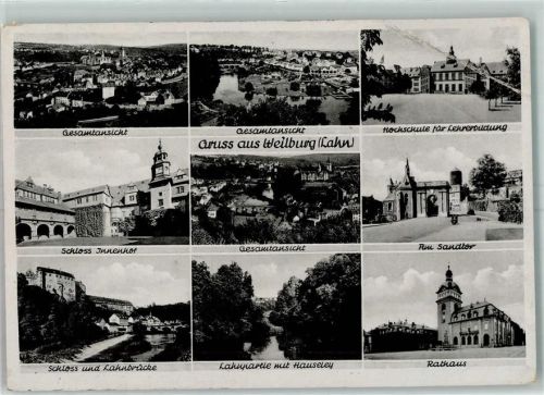 Weilburg Hochschule f. Lehrerbildung Rathaus Sandtor Lahnbrücke und Schloß