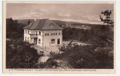Georgsmarienhütte mit J.H. Pestalozzi - Jugendherberge. ungelaufen handschriftliches Datum von 1928. Gute Erhaltung.