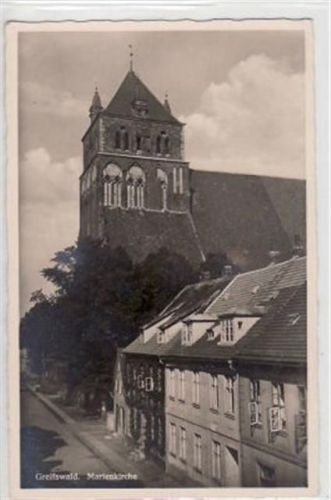 Greifswald Greifswald mit Marienkirche ungelaufen Leichte Anhaftungen vom Album, sonst gut erhalten.