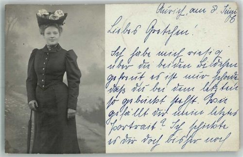26603 W2960 Aurich , Ostfriesland 1906 Privatfoto AK Frau Hut Schirm Ort lt. Stempel