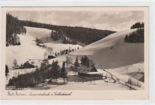 Bad Reinerz / Duszniki Zdrój - Kreis Glatz / Klodzko. Margaretenbaude Grillenhäusel im Winter gelaufen 1942. Gute Erhaltung.