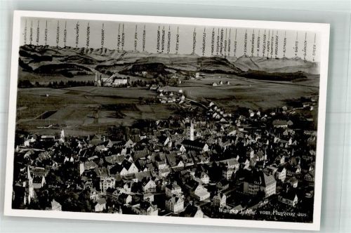 Wangen 1938 Fliegeraufnahme des Ortes mit Kirche St. Martin und Alpenpanorama