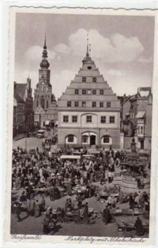 Greifswald Greifswald mit Marktplatz und Nikolaikirche ungelaufen Gute Erhaltung.