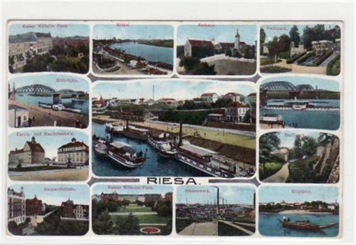 Riesa Riesa mit 13 Abbildungen gelaufen von 1915. Gute Erhaltung.