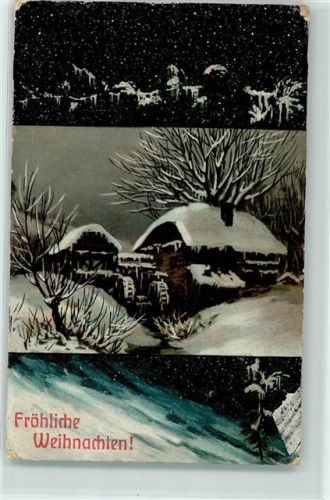 1909 Wassermühle Winterlandschaft AK