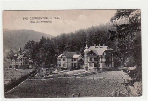 Georgenthal Bad Georgenthal i. Thür. Blick von Wintersweg gelaufen 1908 Eckbug unten links, sonst gut erhalten.