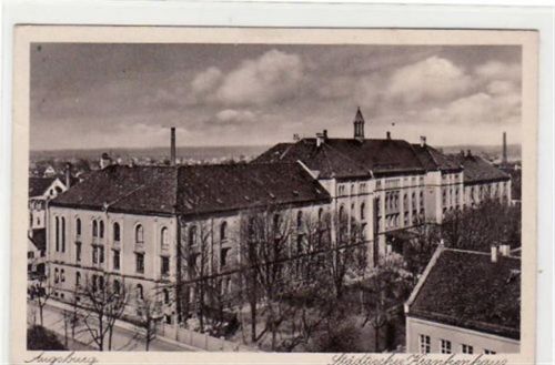 Augsburg. Städtische Krankenhaus gelaufen 1940. Marke entfernt, sonst gut erhalten.