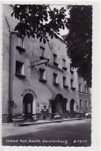 Hall mit Gasthaus Geisterburg. ungelaufen handschriftliches Datum von 1965. Gute Erhaltung.