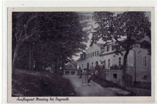 Bayreuth mit Ausflugsort Moosing gelaufen von ca. 1939. Leicht fleckig, leicht bügig, leichter Schrift- und Stempeldurchdruck, sonst gut erhalten