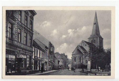 Hilden mit Marktplatz gelaufen, mit Marke und Stempel von 1941. Gute Erhaltung.