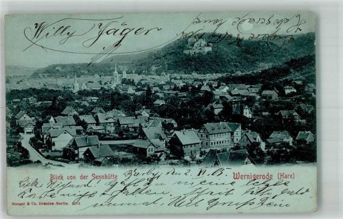 Wernigerode 1905 Panorama des Ortes mit Schloss Wernigerode Verlag Stengel & Co. 9101