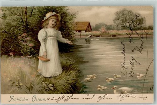 1901 Meissner u. Buch Serie 1317 In der schönen Natur - Kind füttert die Enten AK