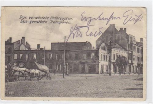 Ebenrode Das verwüstete Ostrpreussen. Das zerstörte Stallupönen - Stolupiany / Kreis Ebenrode gelaufen. Leichte Büge an den Ecke n. Leicht fleckig, sonst gut erhalten.