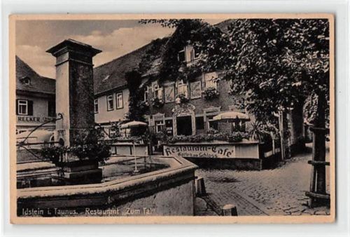 Idstein im Taunus. Restaurant Zum Tal gelaufen. Leicht fleckig, leichter Stempeldurchdruck, kleiner Knick am Rand oben, sonst gut erhalten