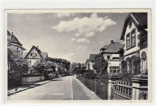 Varel mit Lohstraße gelaufen, 1940. Leicht abgerundete Ecke n, leicht fleckig, sonst gut erhalten