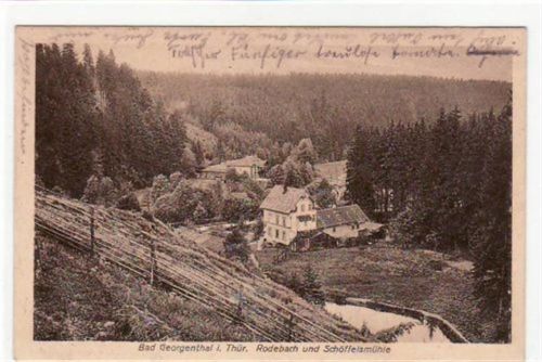 Georgenthal Bad Georgenthal i. Thür. Rodebach und Schöffelsmühle gelaufen 1924. Top Erhaltung.