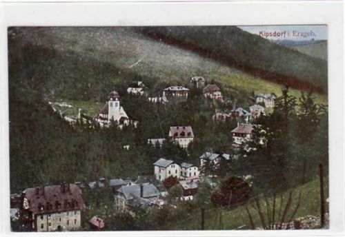 Kurort Kipsdorf Kipsdorf i. Erzgeb. mit Gesamtansicht gelaufen von 1923. Leichter Stempeldurchdruck, leichte Eckabschürfungen und Rändern, sonst gut erhalten.