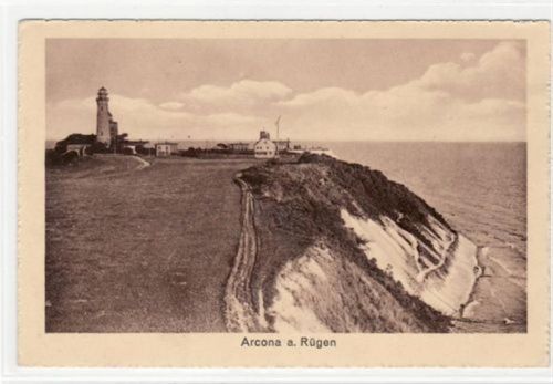 Arkona Arcona a. Rügen mit Inselpartie mit Leuchtturm ungelaufen Leichte Anhaftung Rückseite, sonst gut erhalten.