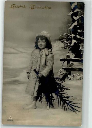 1909 Kind mit einem Tannenbaum in Pelzmode Atelier Foto Photochemie Serie 43398-4 AK