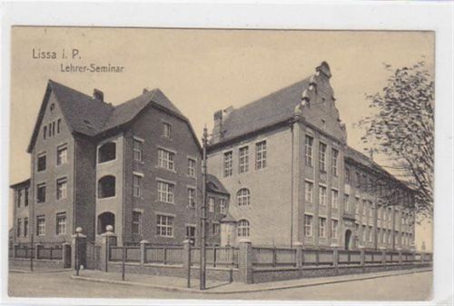 AK Lissa Leszno Lehrer-Seminar, 1915 als Feldpost befördert, d.h. ohne Marke da Soldatenpost gebührenfrei war. Gute Erhaltung.