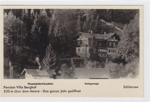 Schliersee. Pension Villa Berghof Hausmeisterhäuschen Autogarage gelaufen am 17.09.1931. Sehr gute Erhaltung.