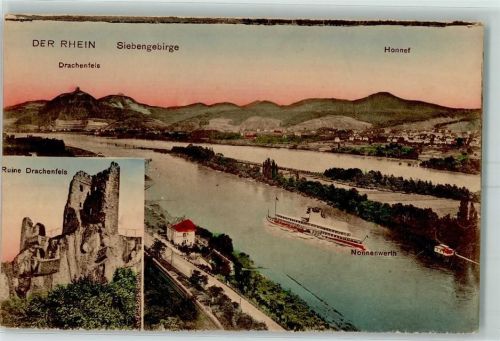 53639 W5330 Drachenfels - Rhein Dampfer Nonnenwerth Ruine Drachenfels Honnef Siebengebirge