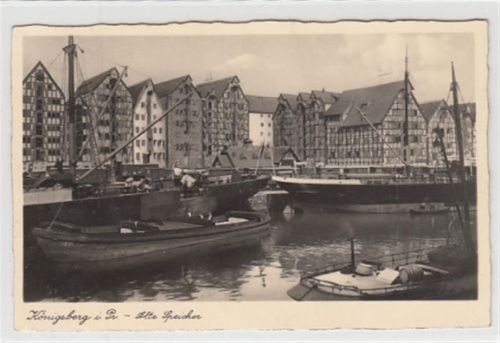 Königsberg / Kaliningrad. Alte Speicher und Schiffe gelaufen 1941. Leichter Bug, sonst gut erhalten
